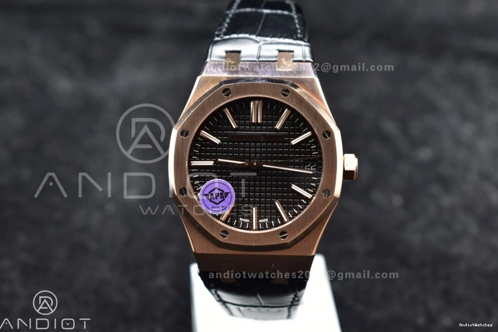 Super APSF Edition 1:1 RG 15400 41mm Oak Black Royal on Clone 1042 SA3120 Leather WaterResistant Black V Strap Textured Best Dial 0317